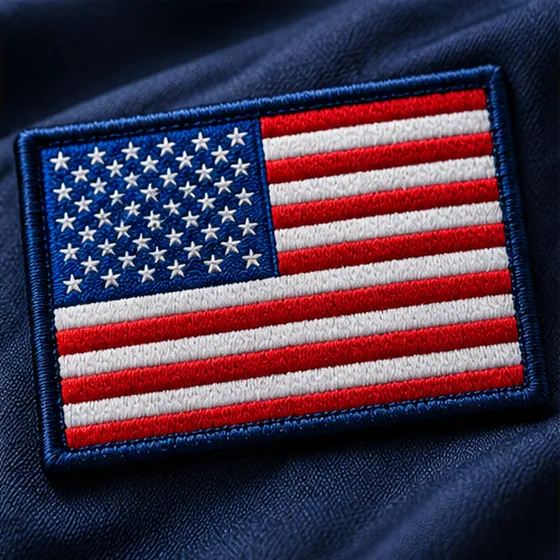 American flag patch with raised embroidery