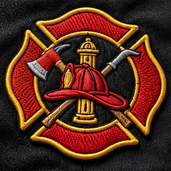 Fire and rescue themed embroidered patch